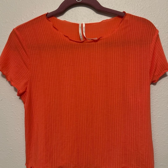 Anthropologie Bright Coral Baby Tee - Picture 1 of 3